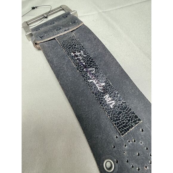 NEW Free People Buffalo Leather Black Perforated Belt M/L main image 8